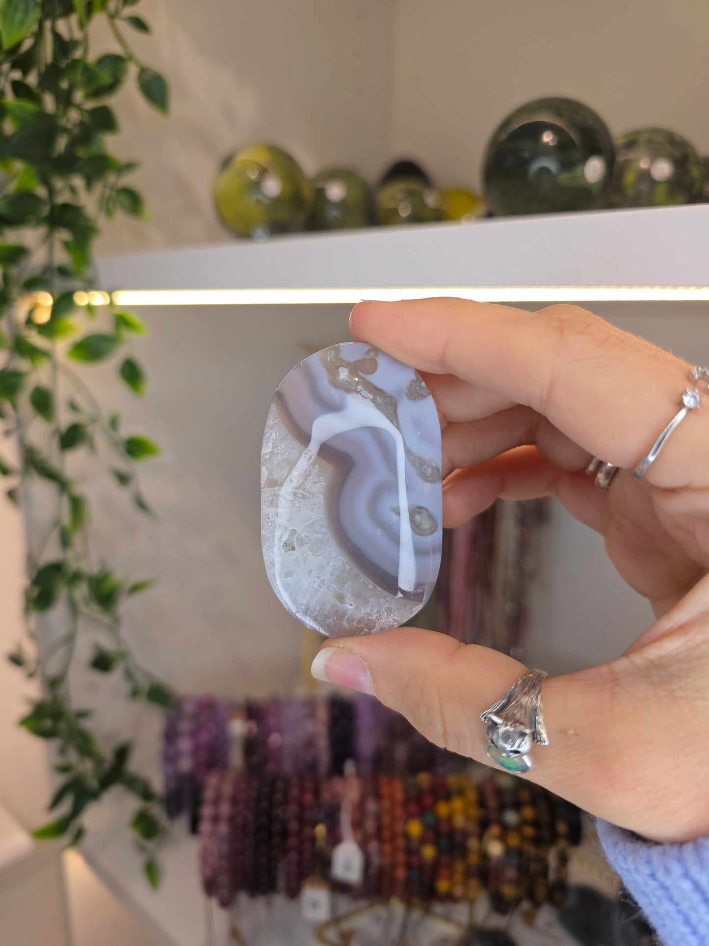 Moss Agate Palm Stones