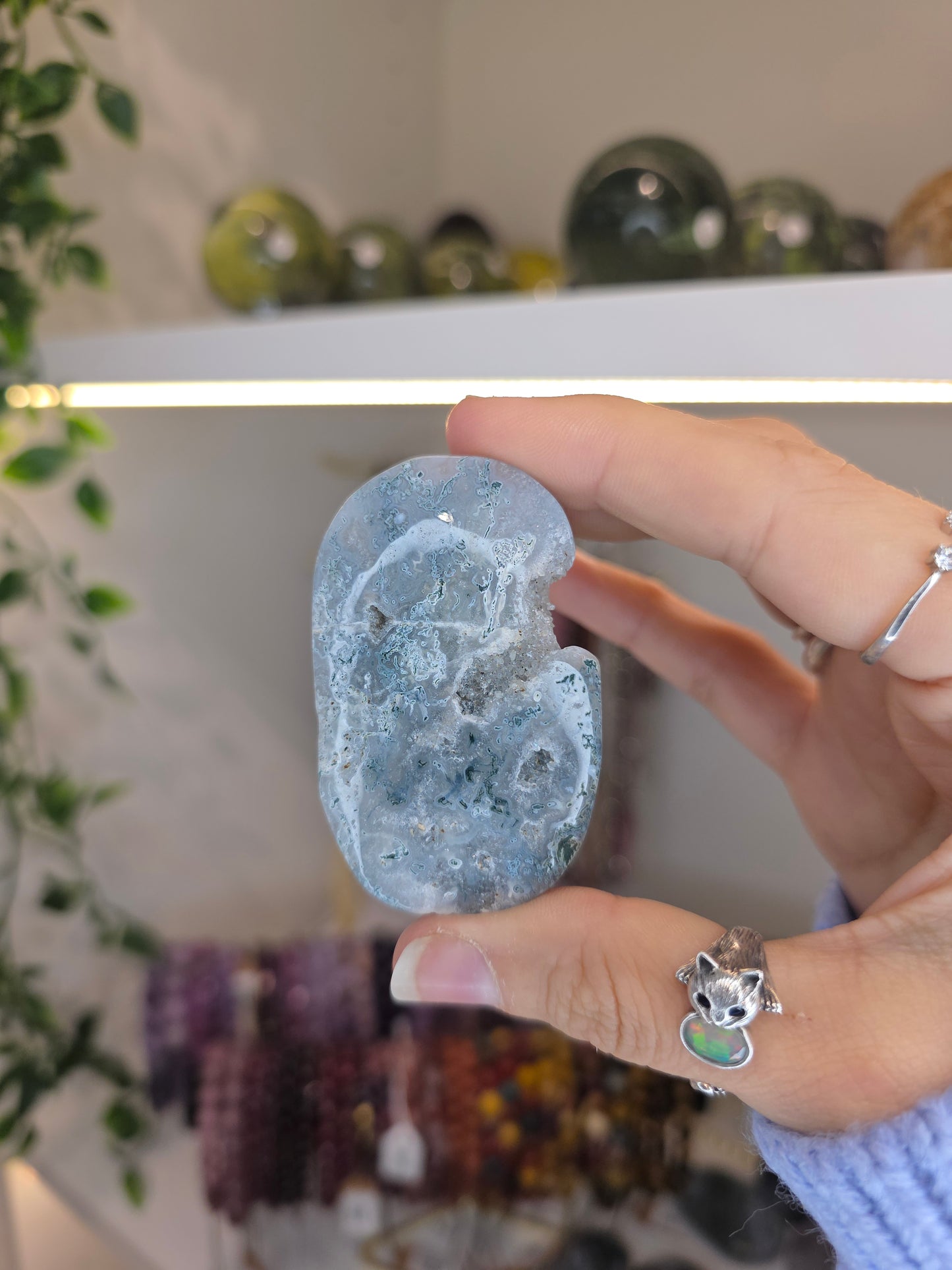 Moss Agate Palm Stones