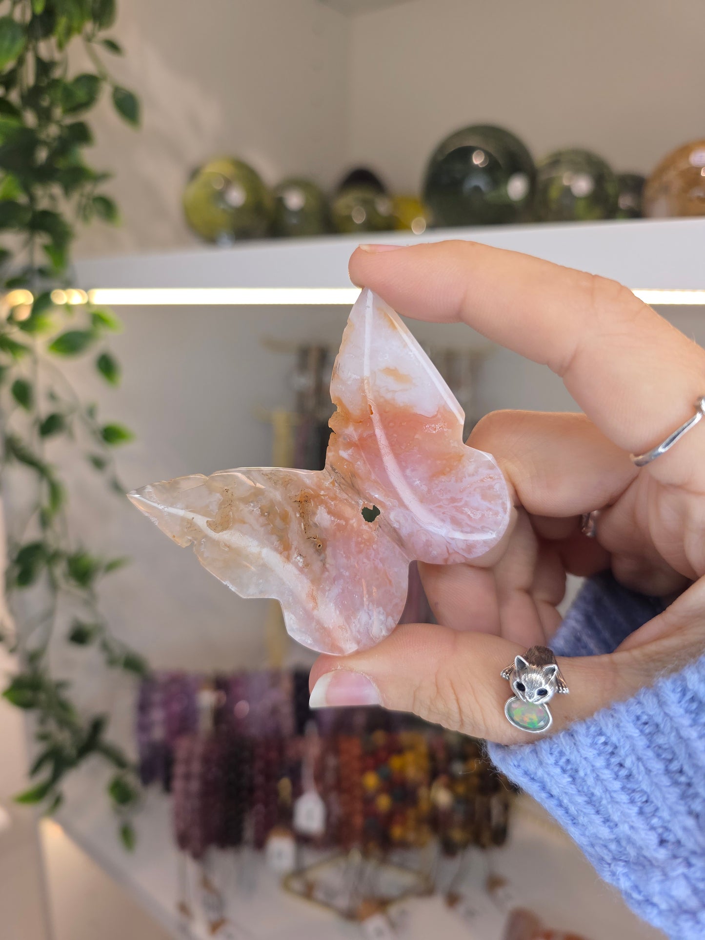 Indonesian Pink Carnelian 3D Butterflies