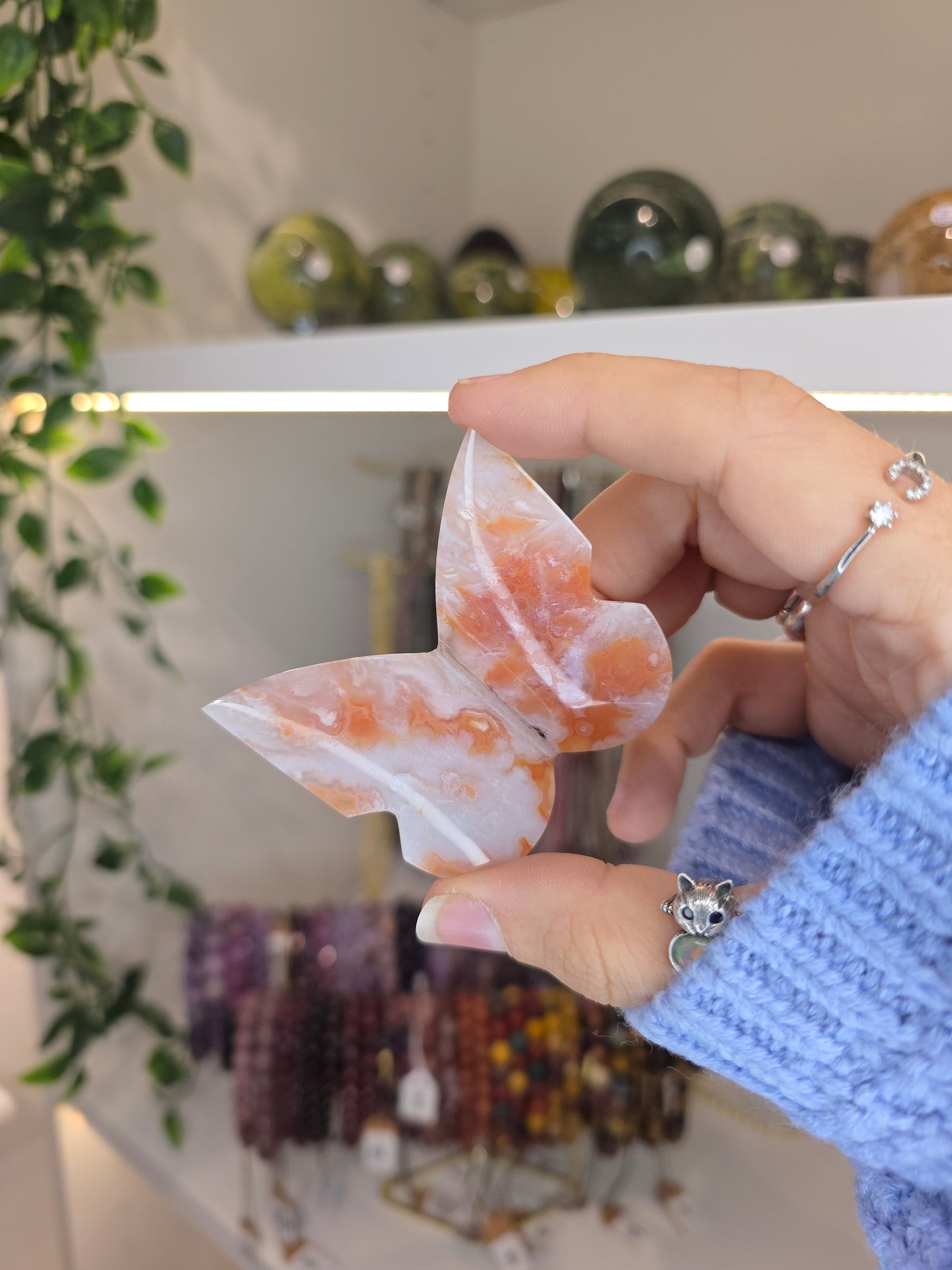 Indonesian Pink Carnelian 3D Butterflies