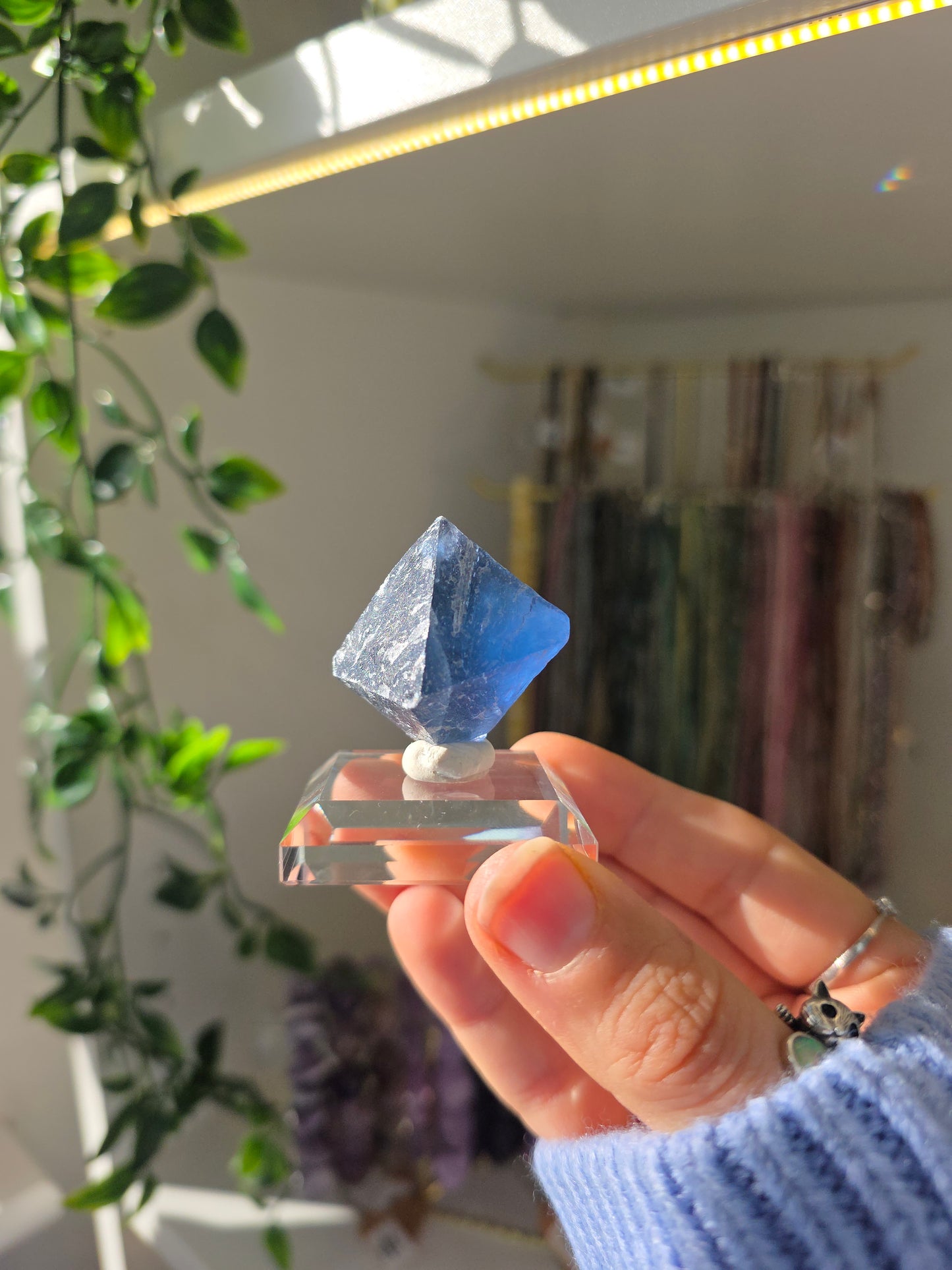Natural Blue Fluorite Octahedral Diamonds from the Fujian Province