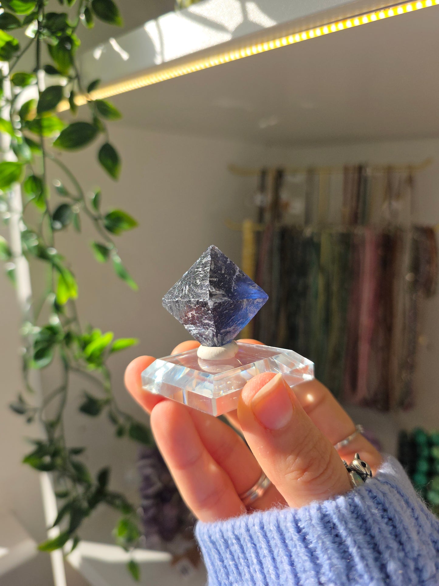 Natural Blue Fluorite Octahedral Diamonds from the Fujian Province