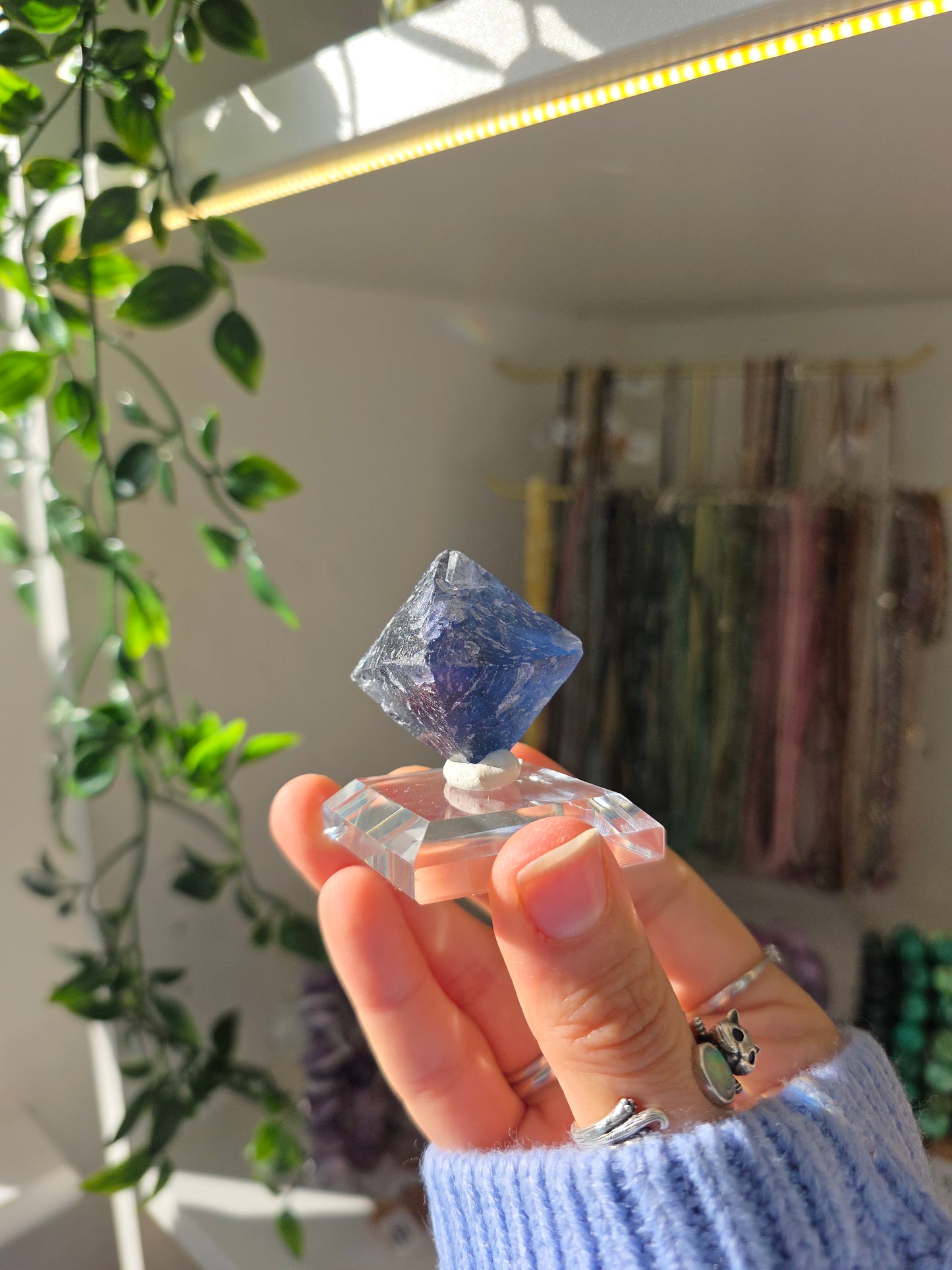 Natural Blue Fluorite Octahedral Diamonds from the Fujian Province