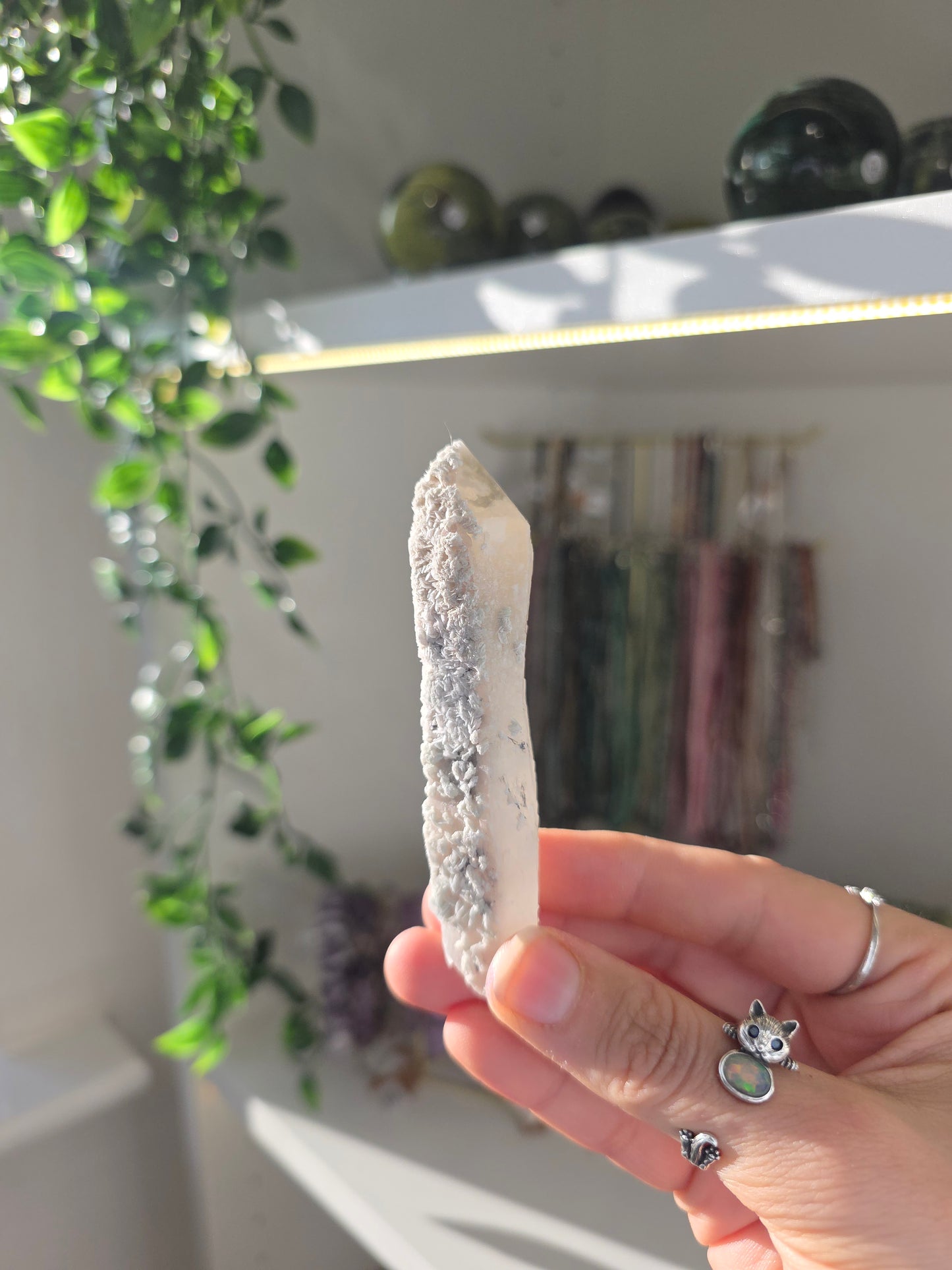 Candle Quartz with Calcite (some with Specular Hematite) from Inner Mongolia