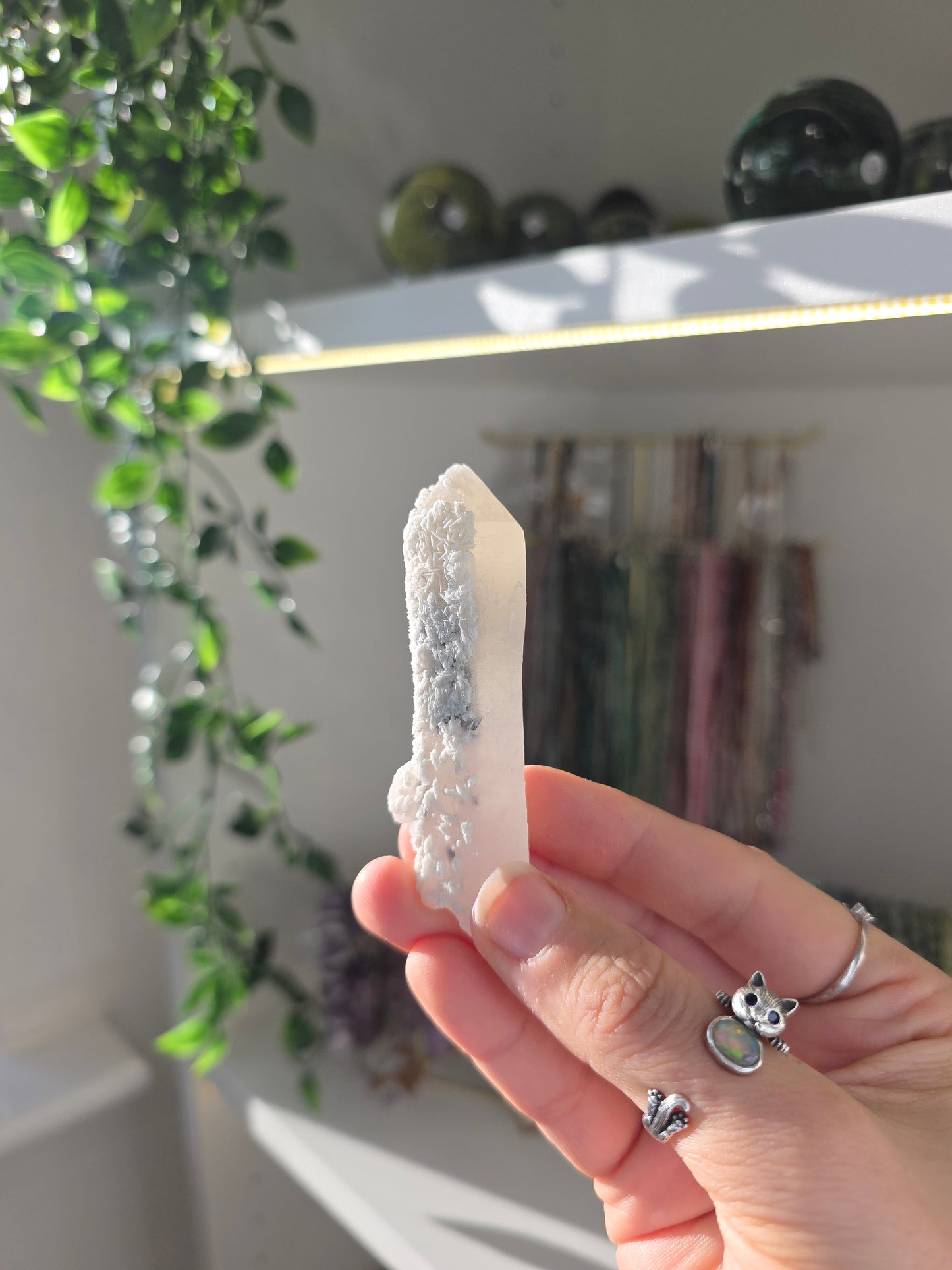 Candle Quartz with Calcite (some with Specular Hematite) from Inner Mongolia