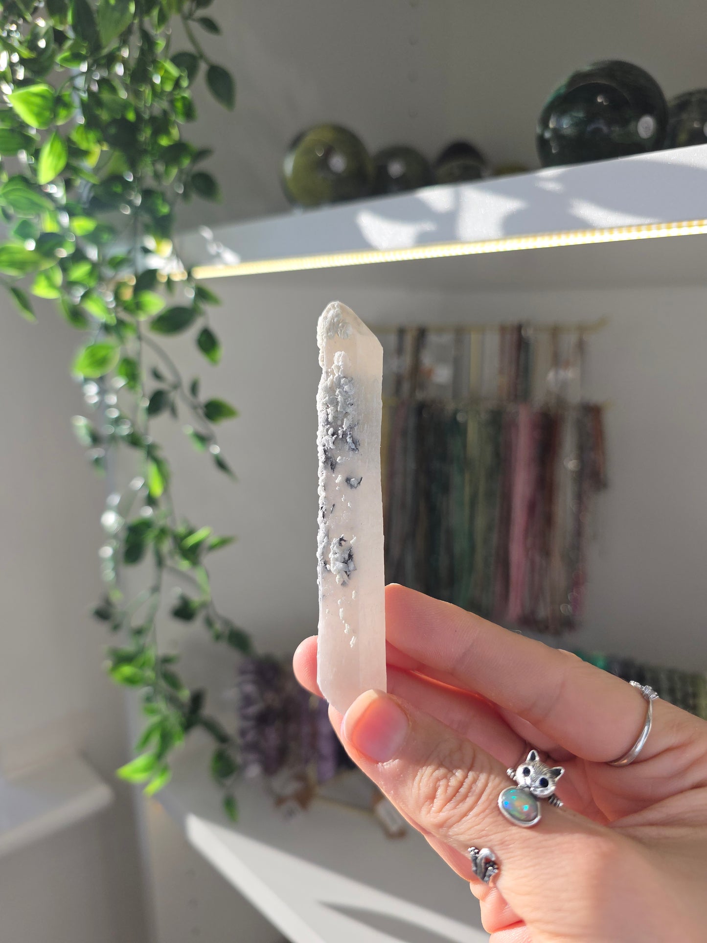 Candle Quartz with Calcite (some with Specular Hematite) from Inner Mongolia