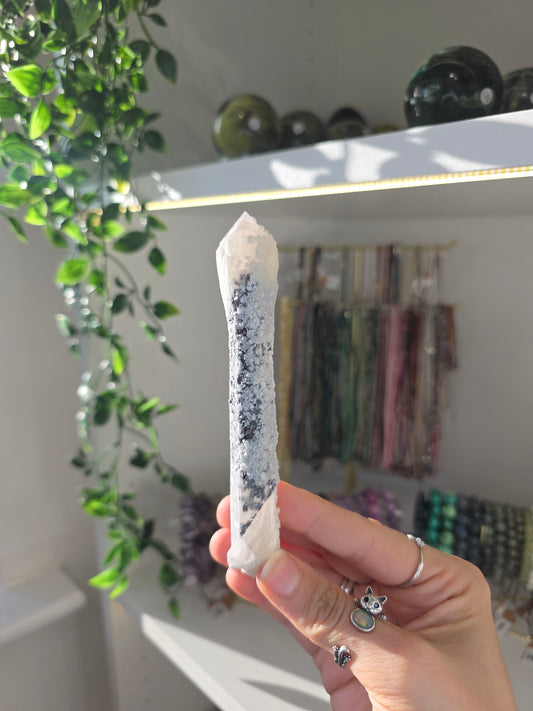 Candle Quartz with Calcite (some with Specular Hematite) from Inner Mongolia