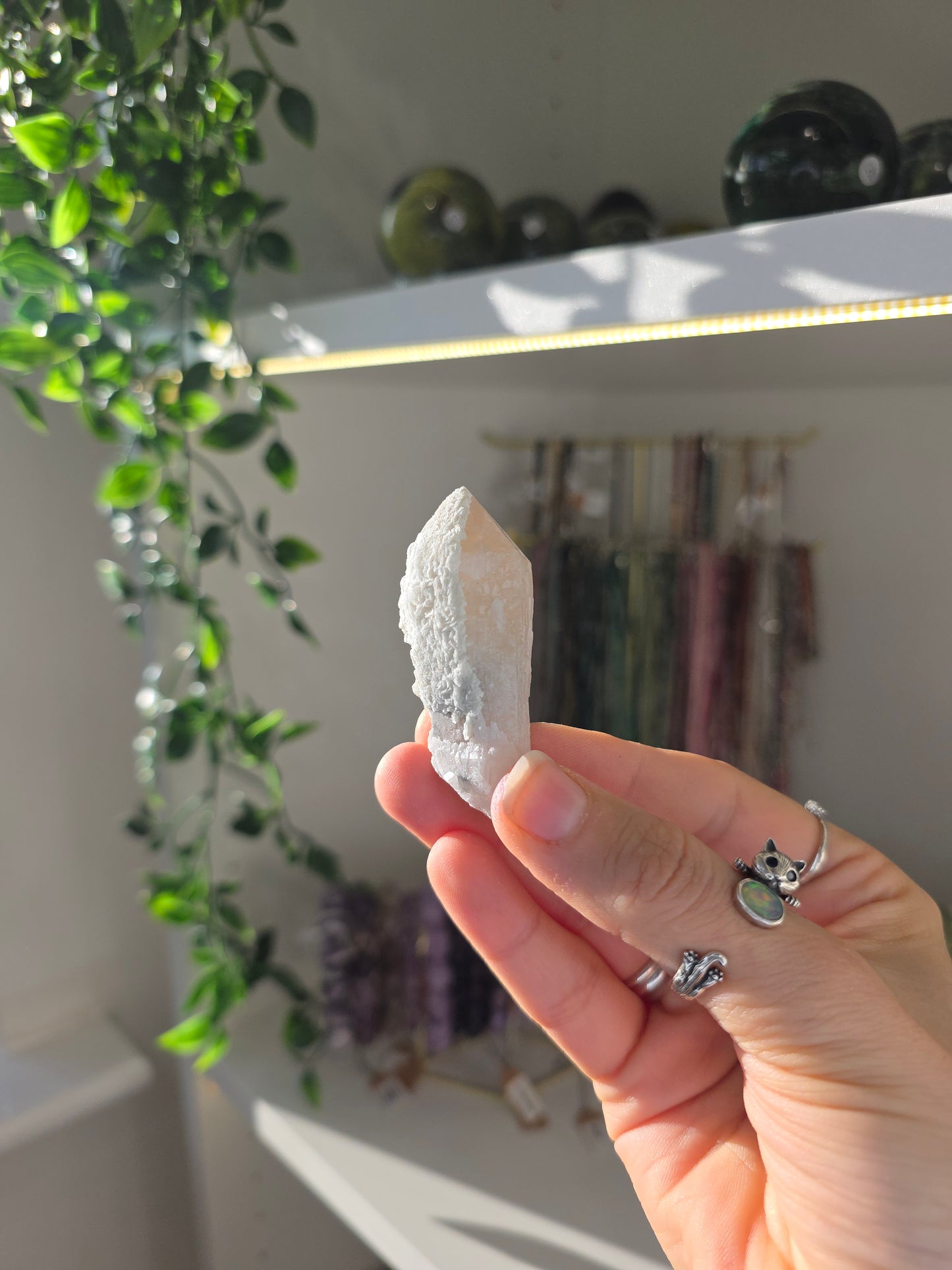 Candle Quartz with Calcite (some with Specular Hematite) from Inner Mongolia