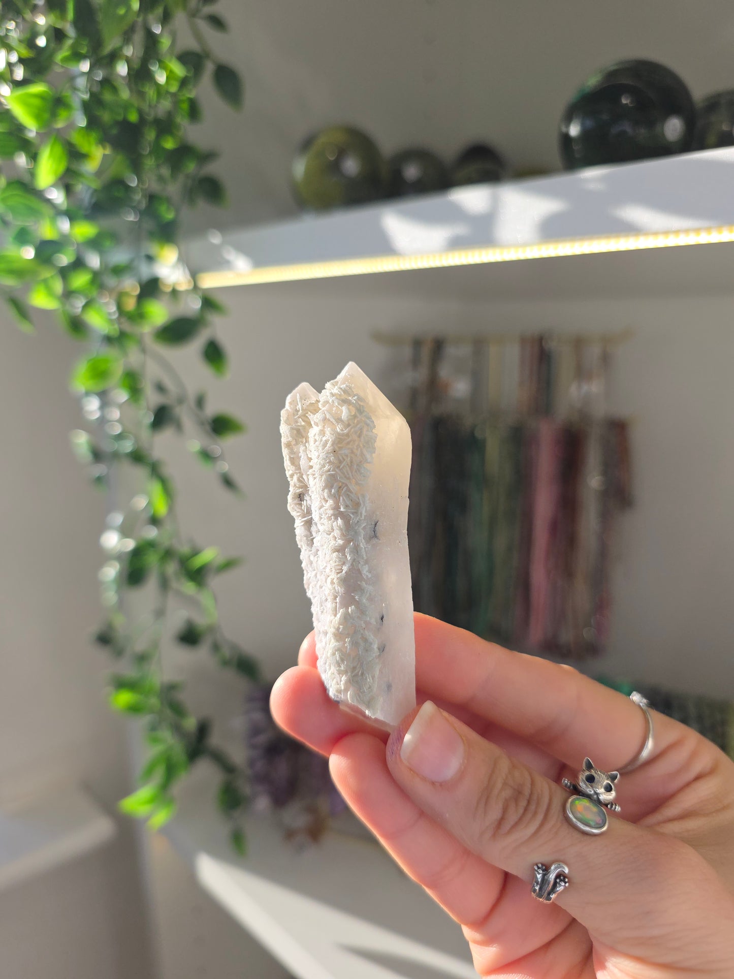 Candle Quartz with Calcite (some with Specular Hematite) from Inner Mongolia