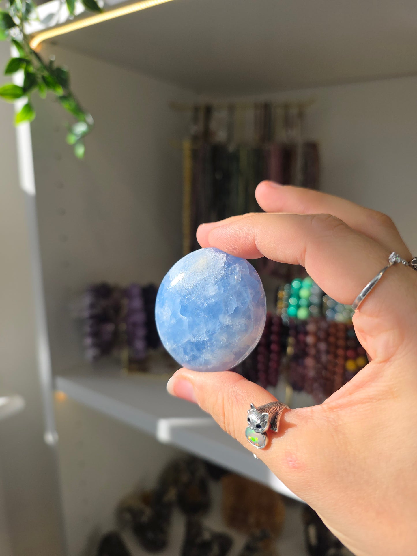 Blue Calcite Palm Stones