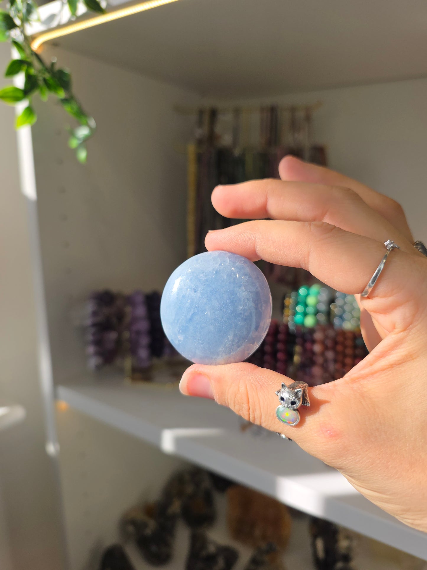 Blue Calcite Palm Stones