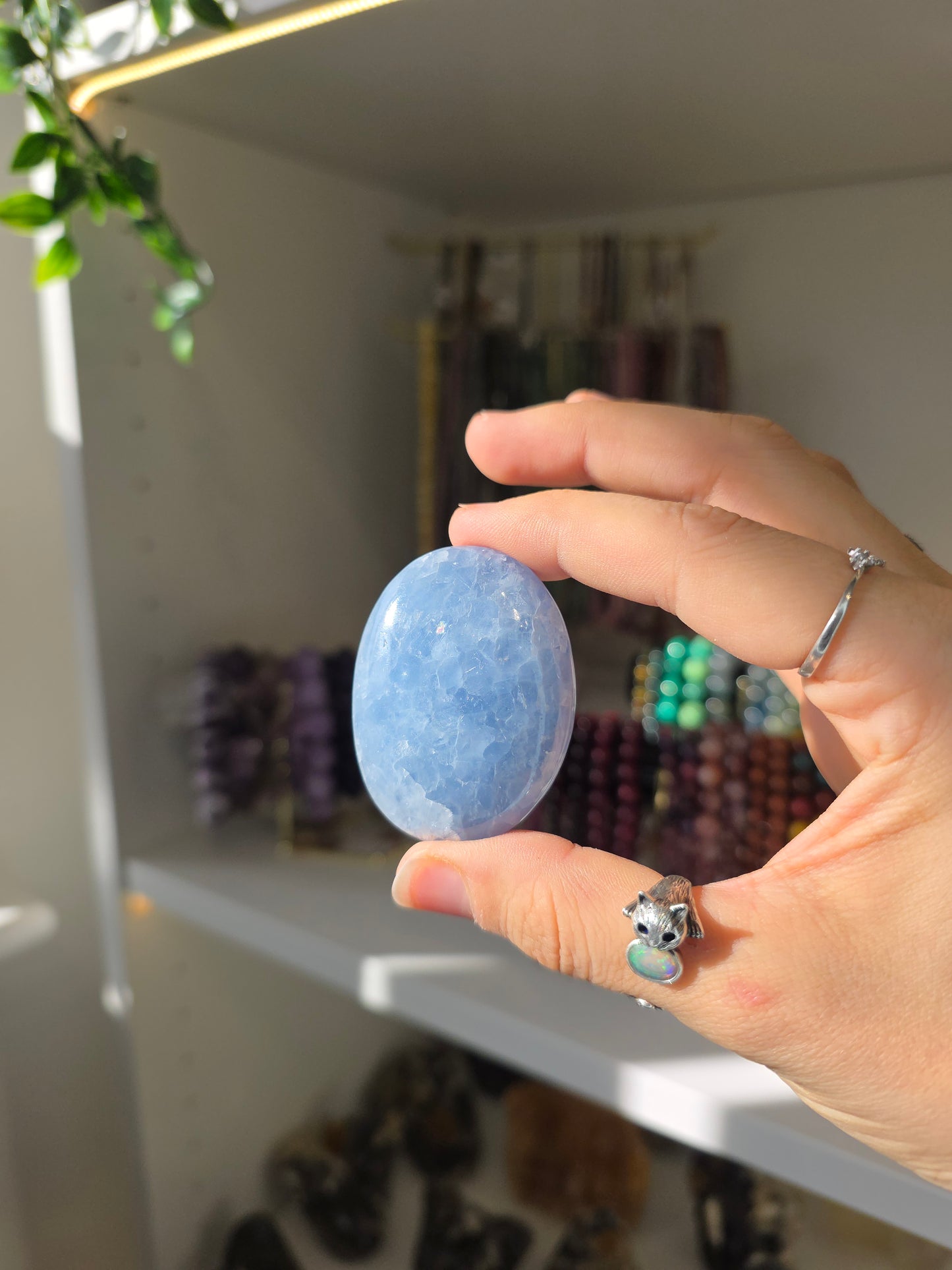 Blue Calcite Palm Stones