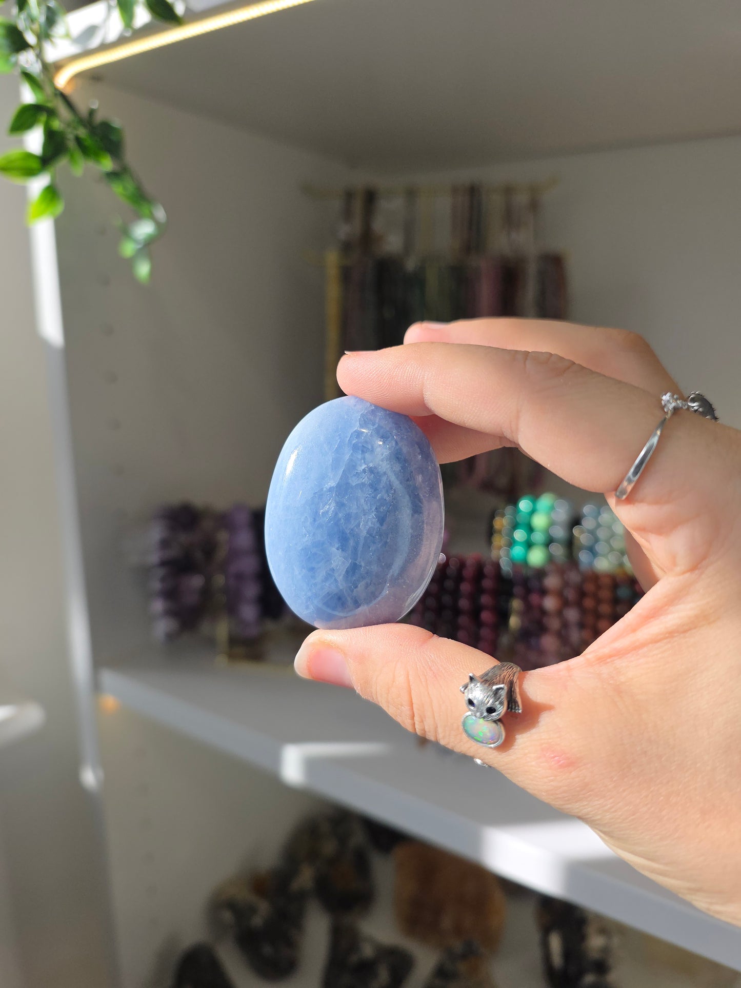 Blue Calcite Palm Stones