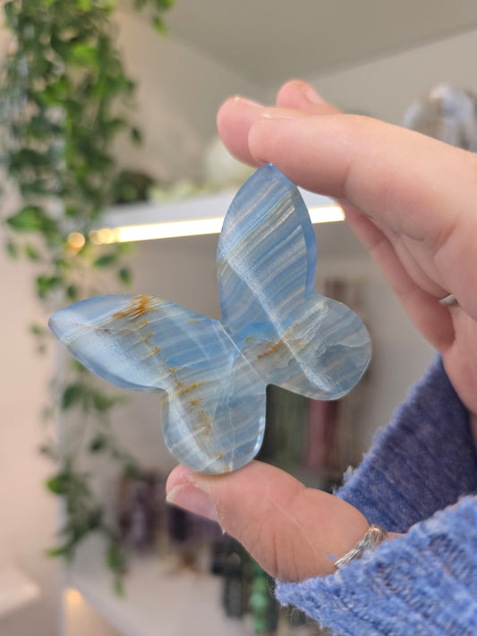 High Grade Blue Calcite (Blue Aquatine , Blue Onyx) 3D Butterfly C from Argentina