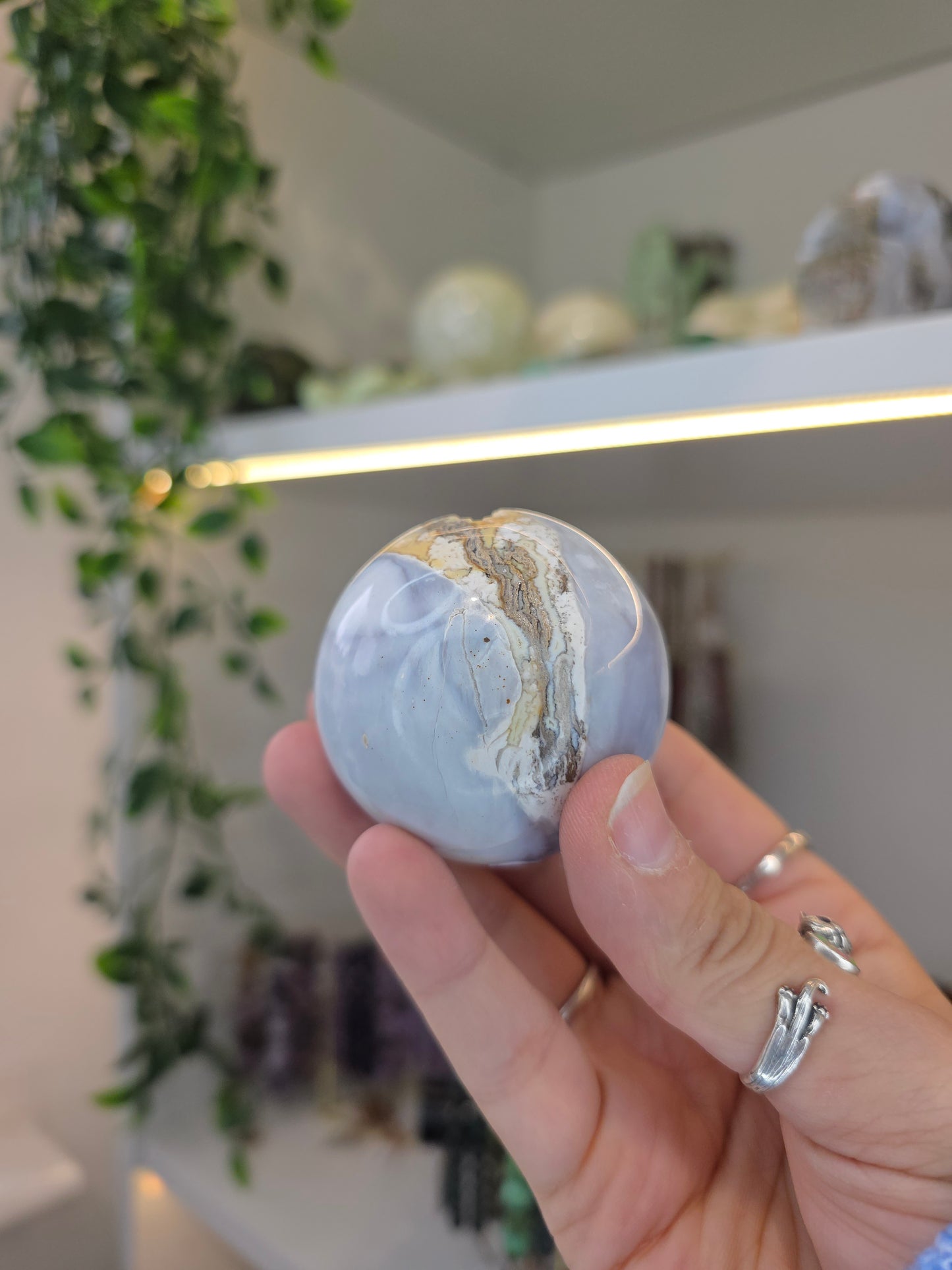 Blue Chalcedony Druzy Sphere from Indonesia C