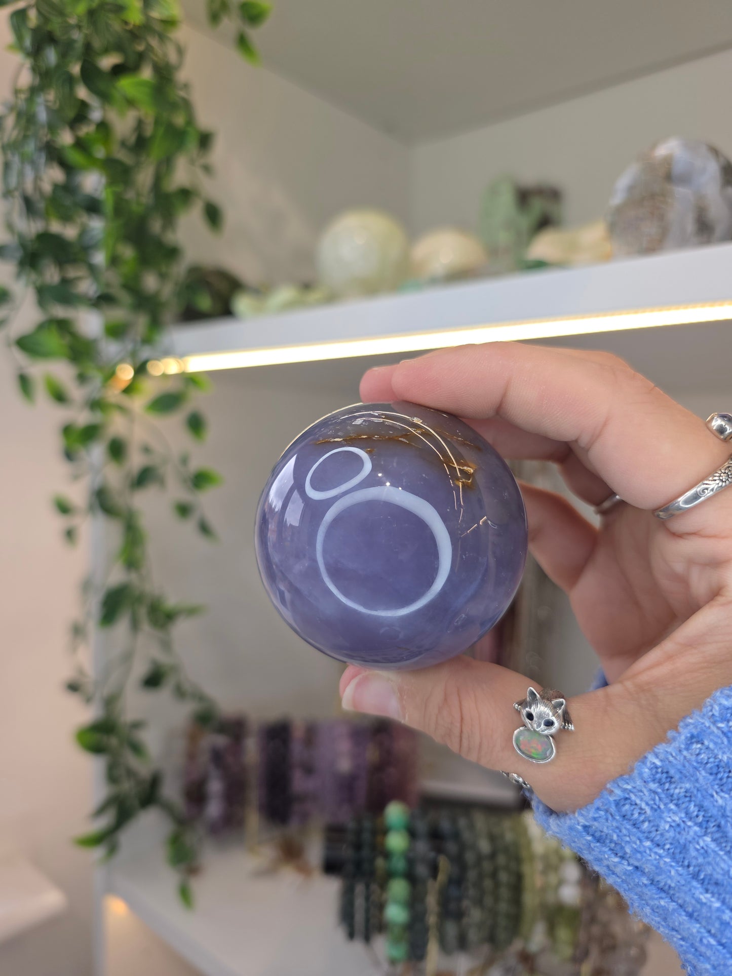 Blue Chalcedony Druzy Sphere from Indonesia D