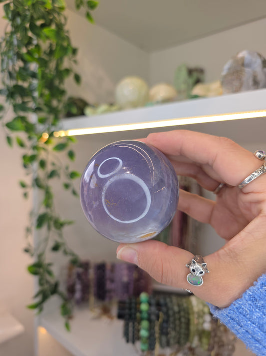 Blue Chalcedony Druzy Sphere from Indonesia E