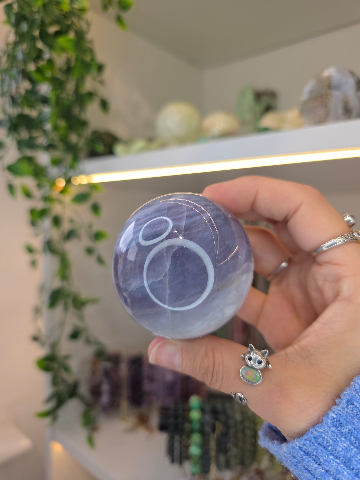 Blue Chalcedony Druzy Sphere from Indonesia E