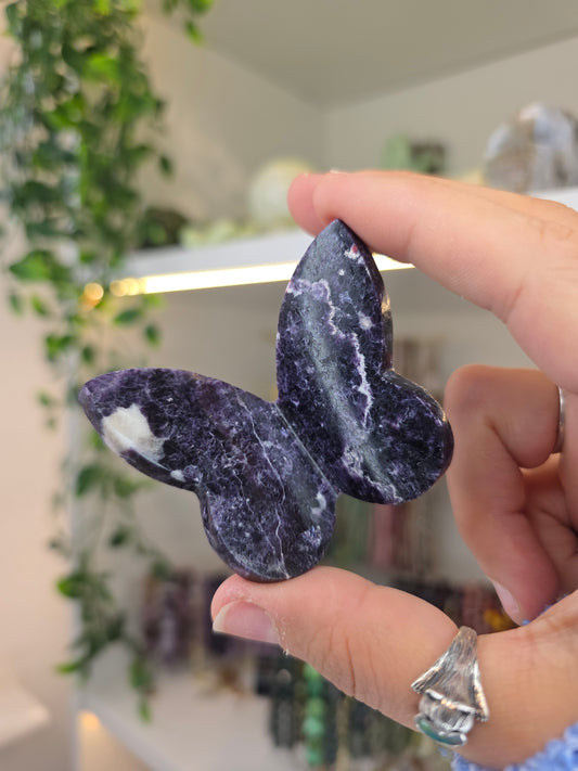 Rare Australian Sparkly Lepidolite with Mica 3D Butterfly A