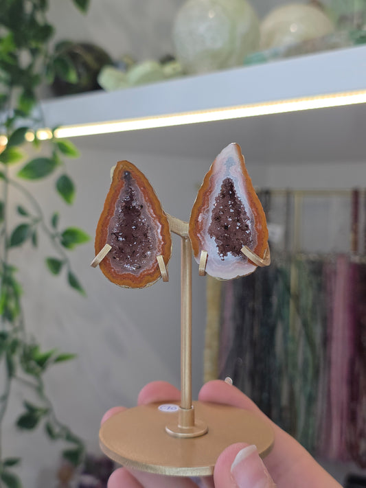 Zhanguo Agate Geodes on Butterfly Stand from Hebei, China C