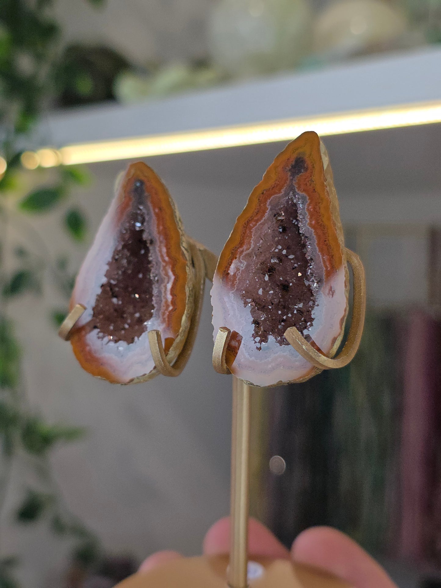 Zhanguo Agate Geodes on Butterfly Stand from Hebei, China C