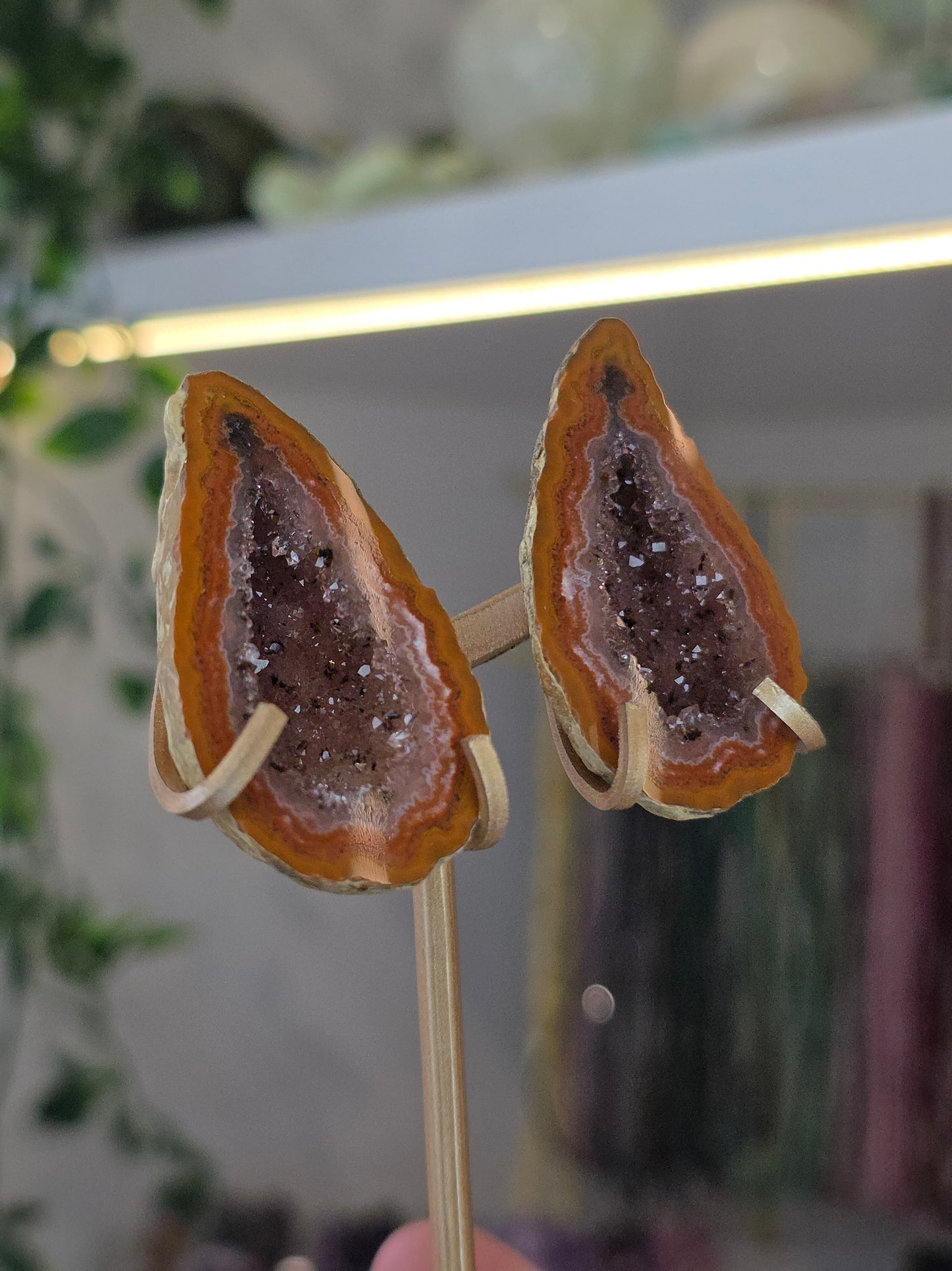 Zhanguo Agate Geodes on Butterfly Stand from Hebei, China C