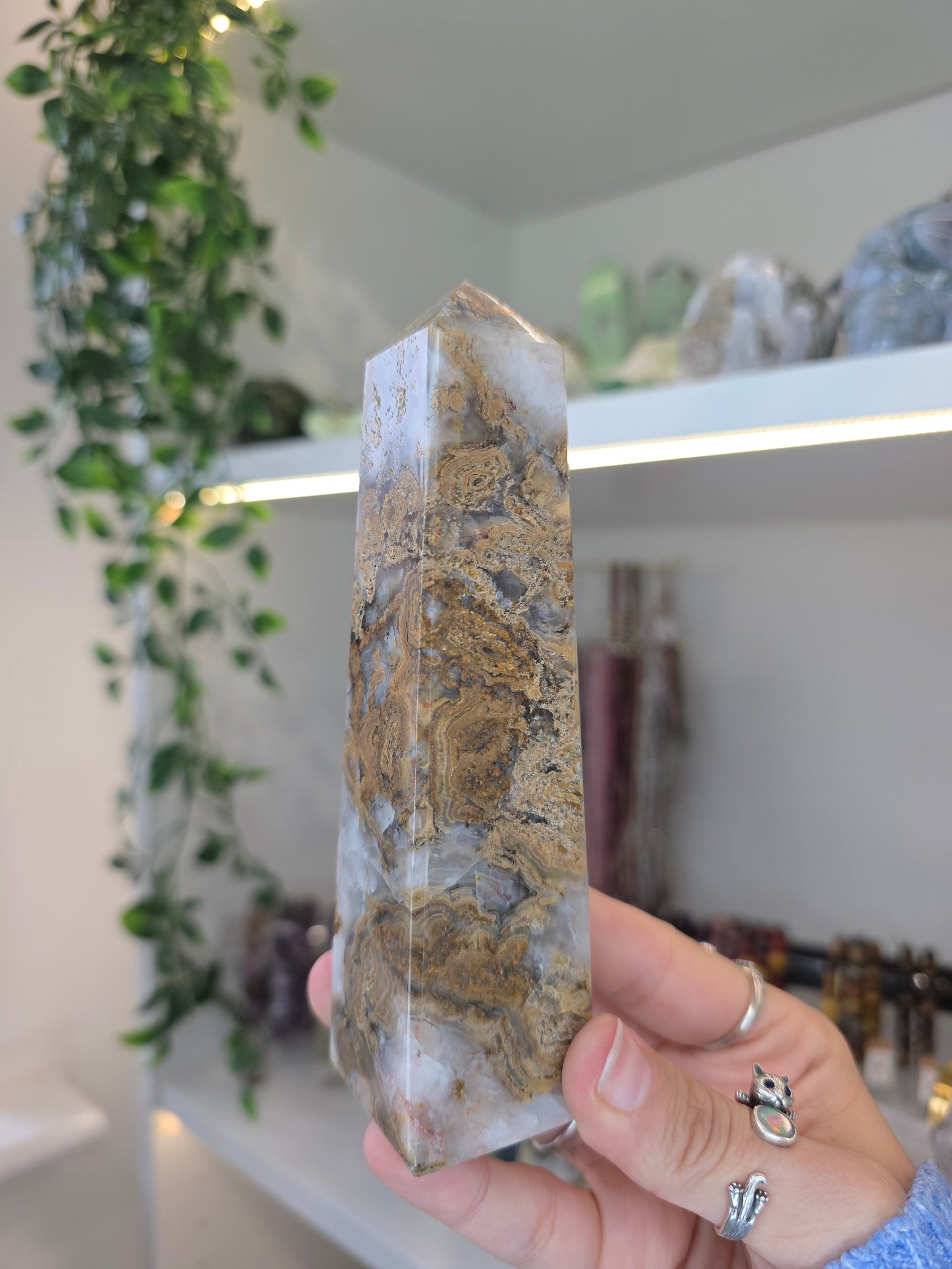 Yellow Moss Agate from Indonesia Tower F