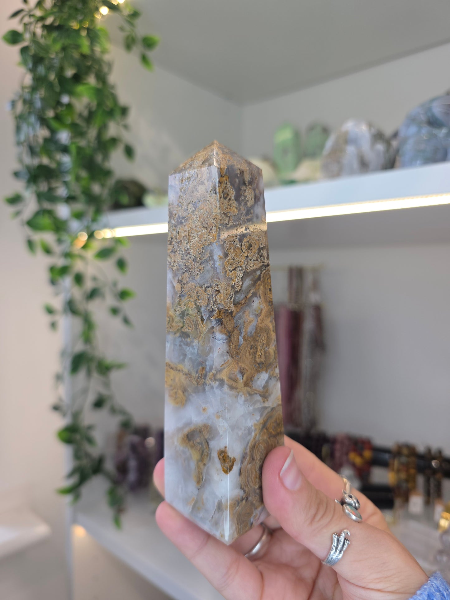 Yellow Moss Agate from Indonesia Tower F