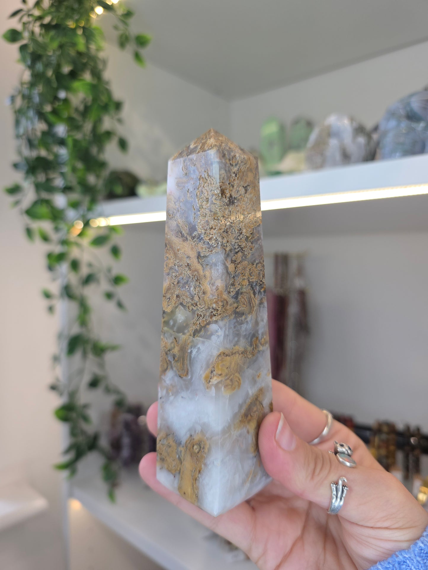 Yellow Moss Agate from Indonesia Tower F