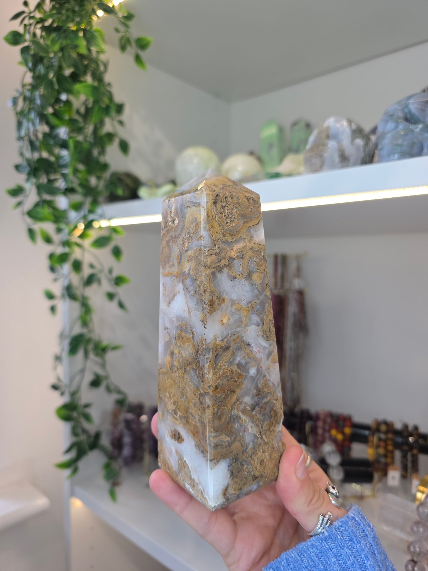 Yellow Moss Agate from Indonesia Tower D