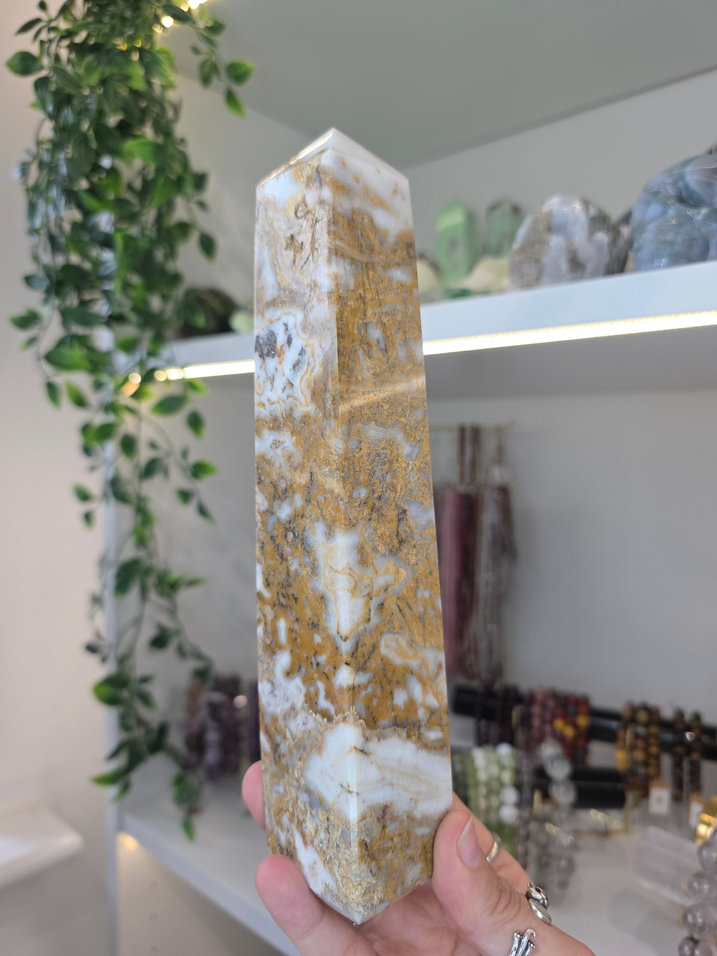 Yellow Moss Agate from Indonesia Statement Tower A