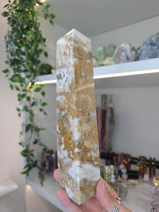Yellow Moss Agate from Indonesia Statement Tower A