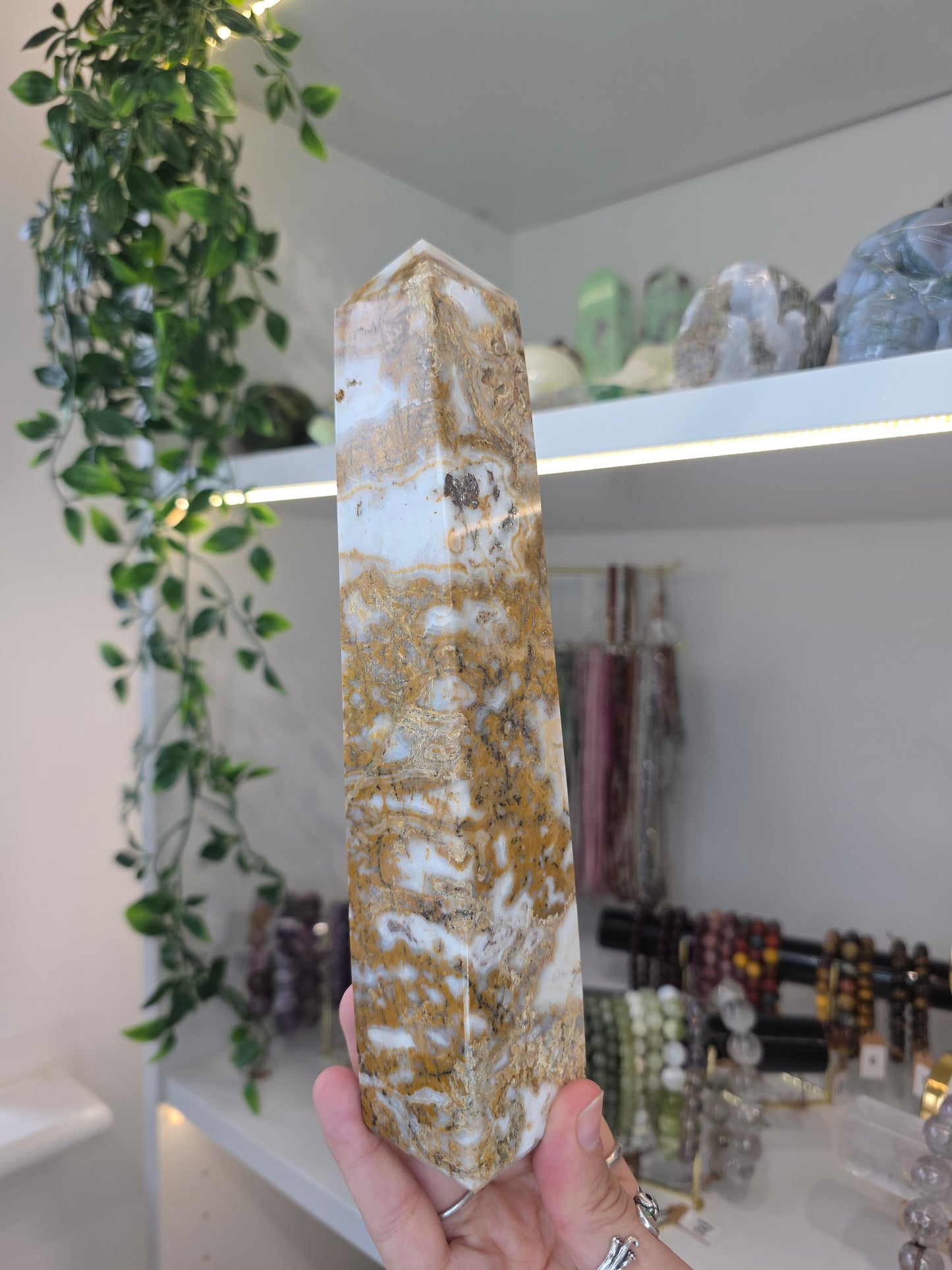Yellow Moss Agate from Indonesia Statement Tower A