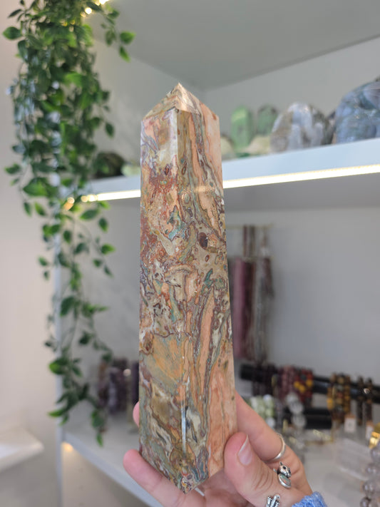 Rare High Grade Dolomite Tower (with Hematite, Chlorite, Chalcedony, Silica Mineral Inclusions) from Chihuahua, Mexico - B