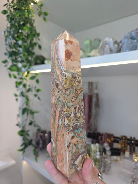 Rare High Grade Dolomite Tower (with Hematite, Chlorite, Chalcedony, Silica Mineral Inclusions) from Chihuahua, Mexico - B