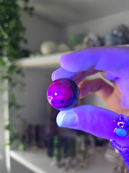 Ruby Sapphire Corundum Spheres - UV Reactive Natural Ruby, Silver Flash Sapphire