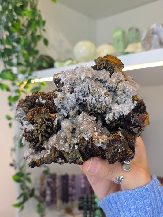 Hemimorphite, Smithsonite with Goethite Specimen Santa Eulalia, Chihuahua, Mexico - A