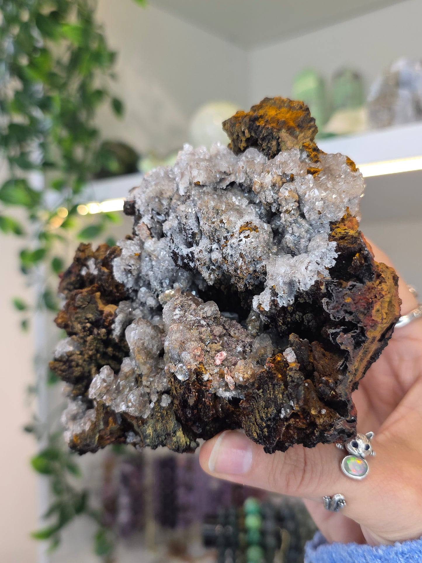 Hemimorphite, Smithsonite with Goethite Specimen Santa Eulalia, Chihuahua, Mexico - A