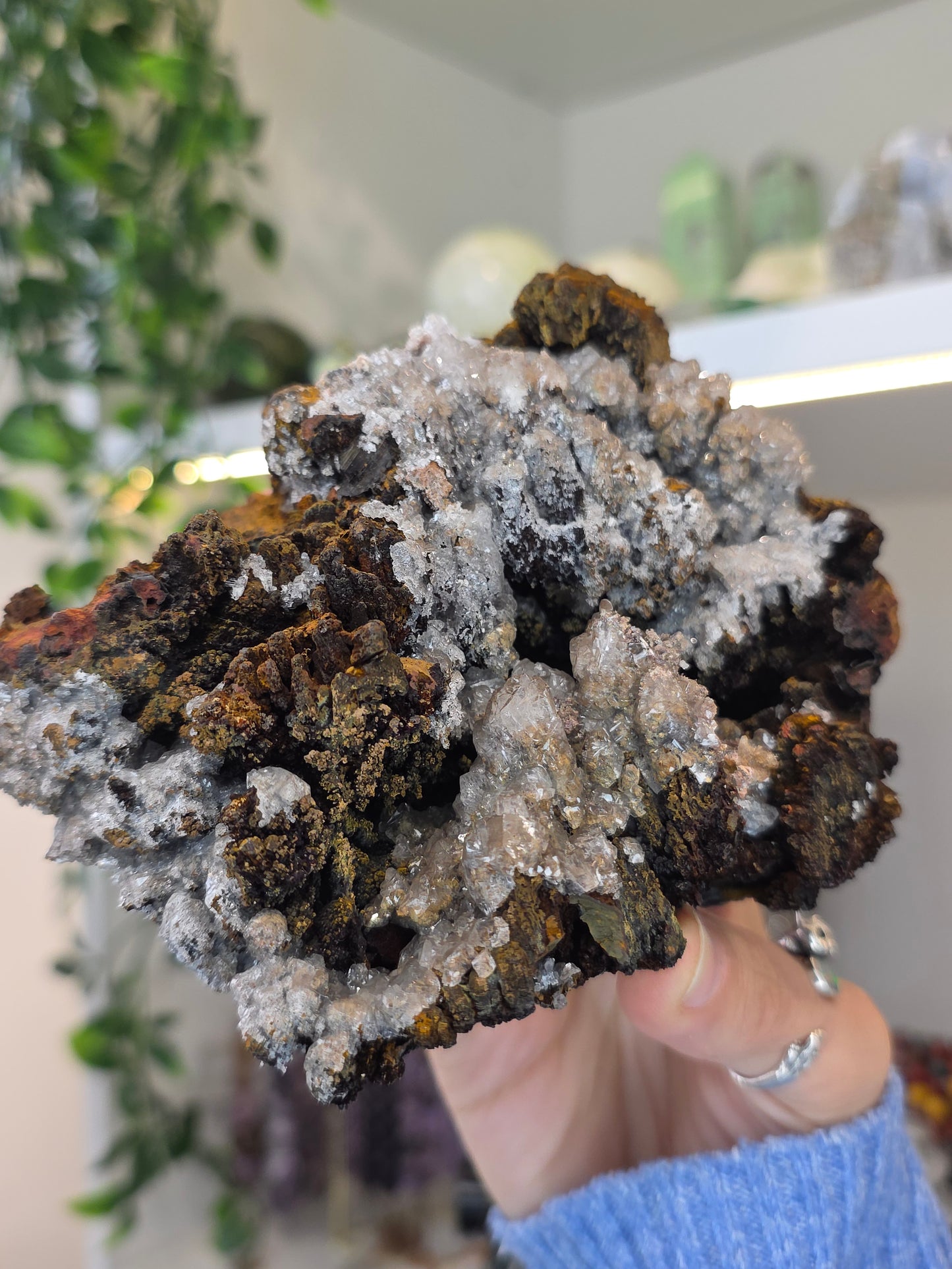 Hemimorphite, Smithsonite with Goethite Specimen Santa Eulalia, Chihuahua, Mexico - A