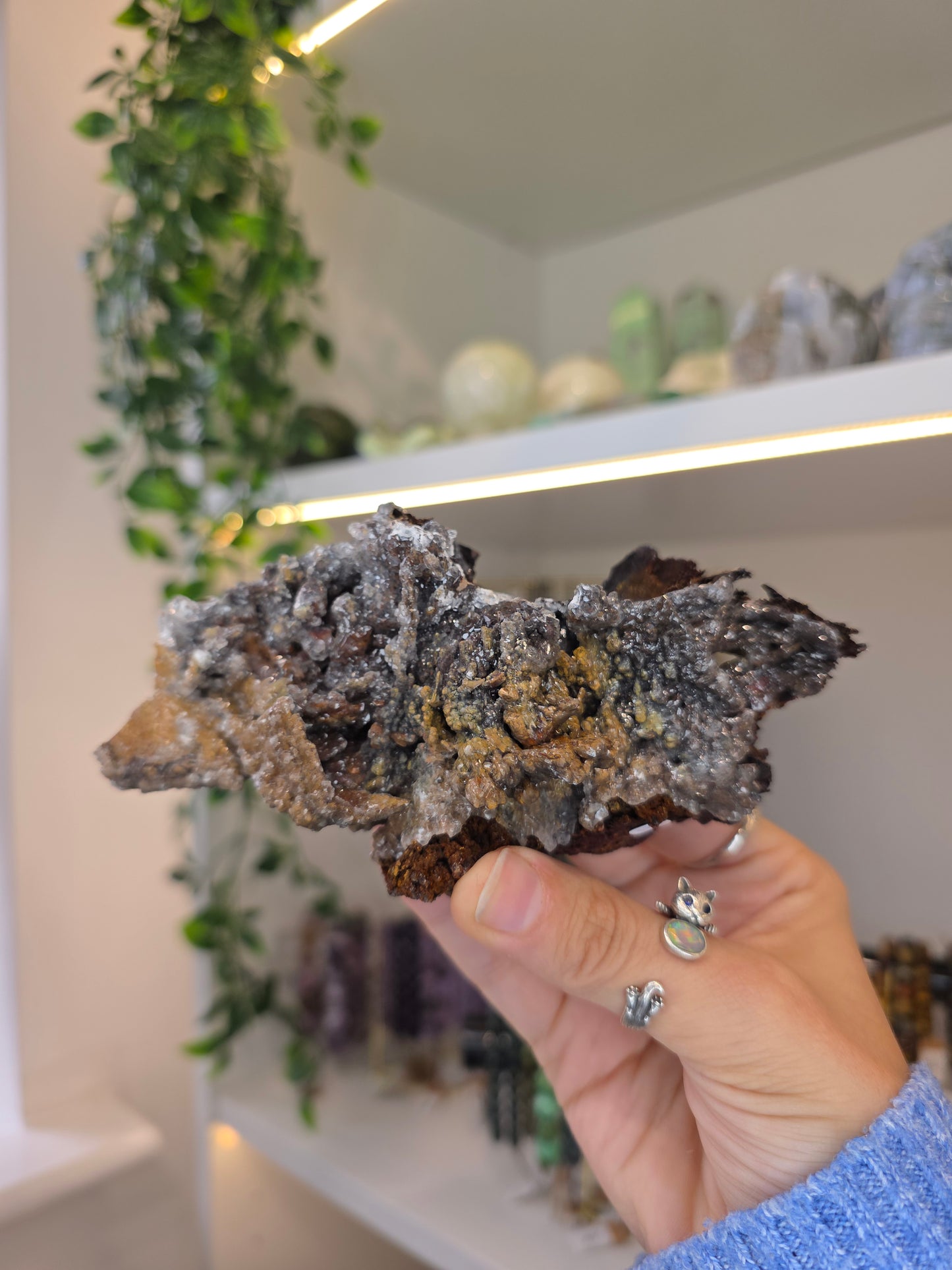 Hemimorphite, Smithsonite with Goethite Specimen Santa Eulalia, Chihuahua, Mexico - B