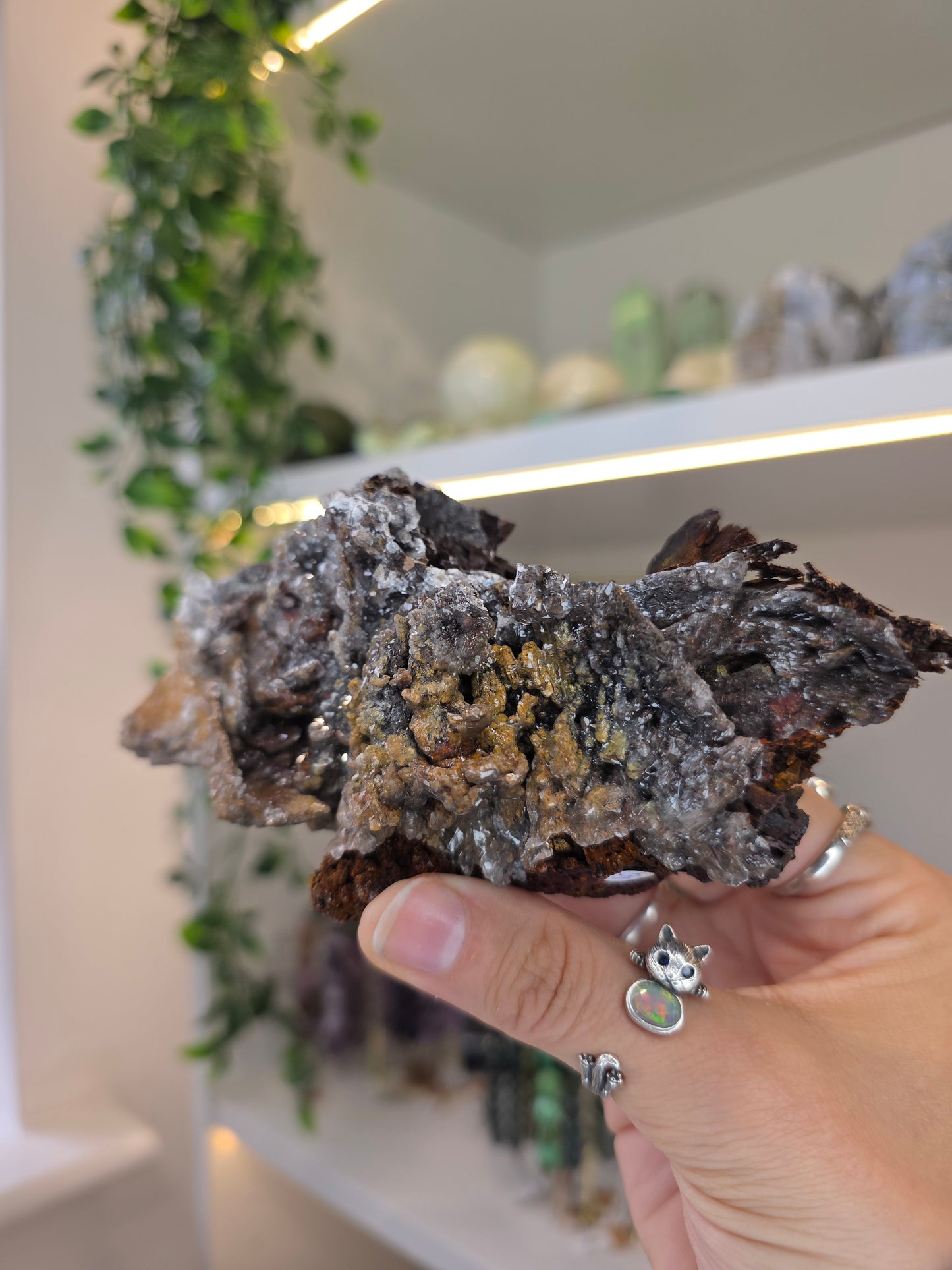 Hemimorphite, Smithsonite with Goethite Specimen Santa Eulalia, Chihuahua, Mexico - B