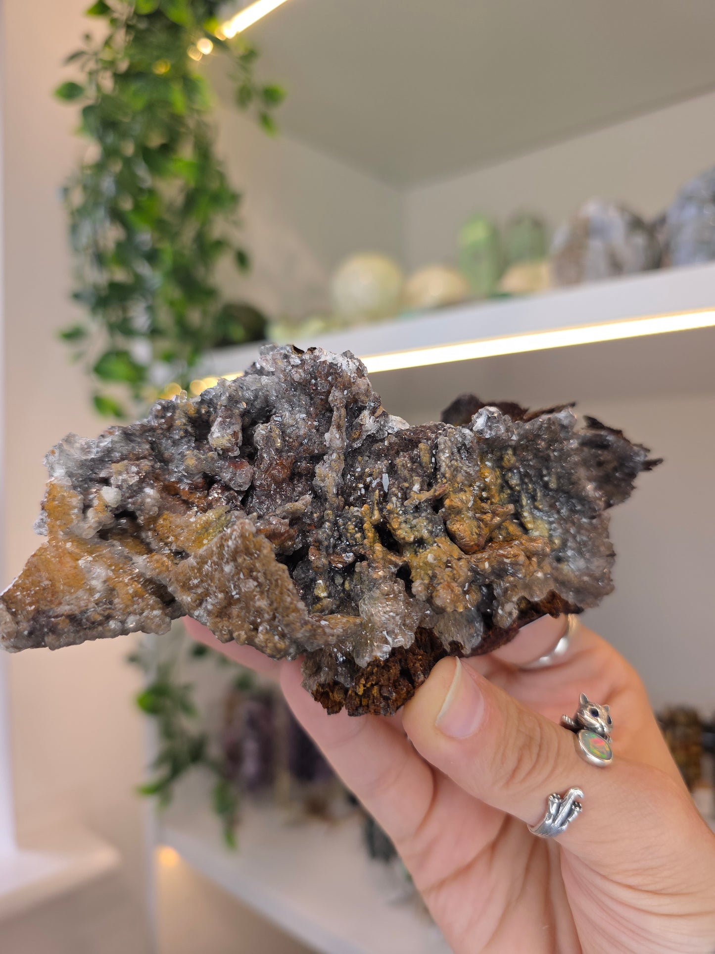 Hemimorphite, Smithsonite with Goethite Specimen Santa Eulalia, Chihuahua, Mexico - B