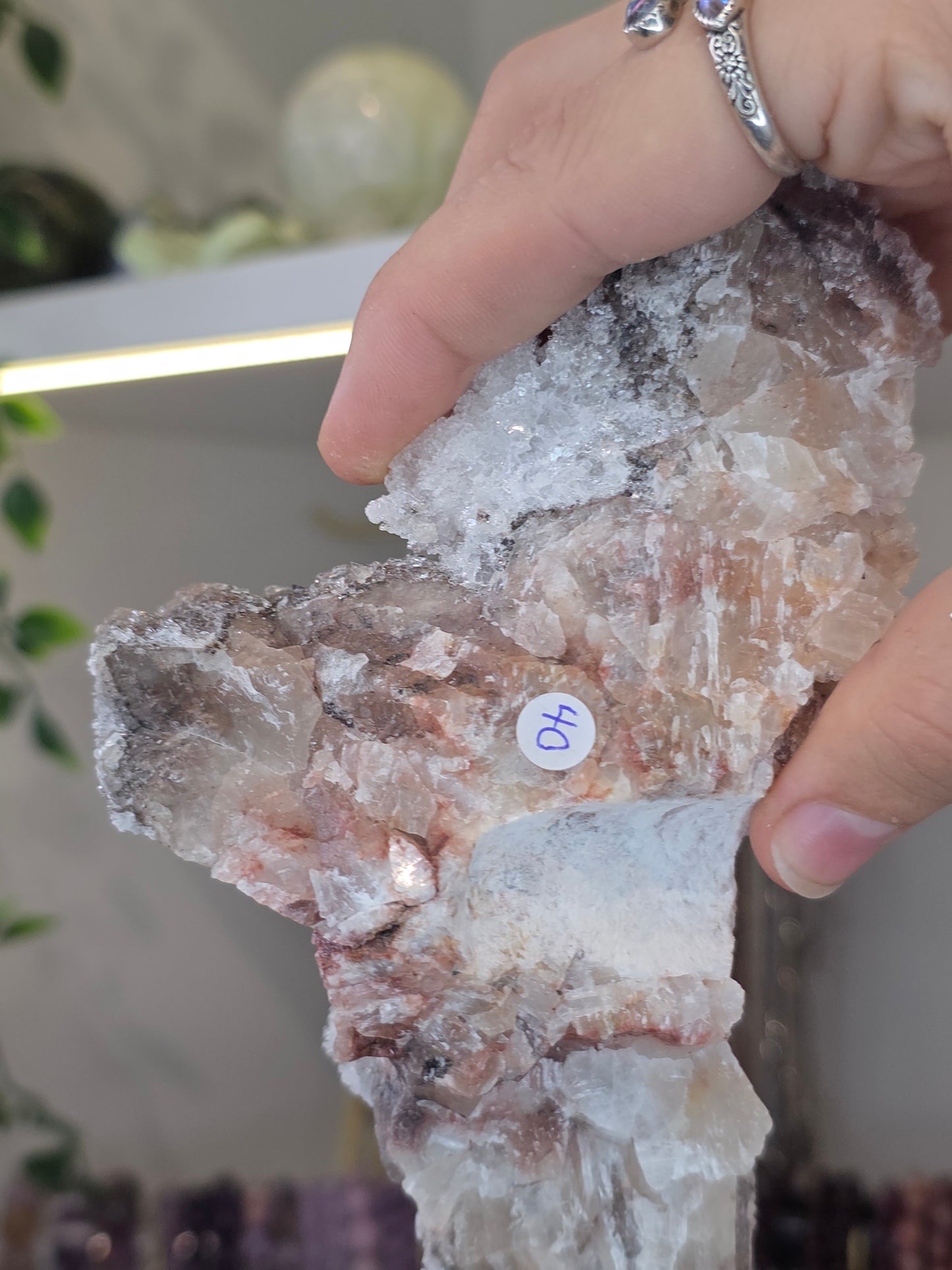 Dogtooth Calcite on Fluorite with Sparkly Selenite Coating Santa Eulalia, Chihuahua, Mexico - B