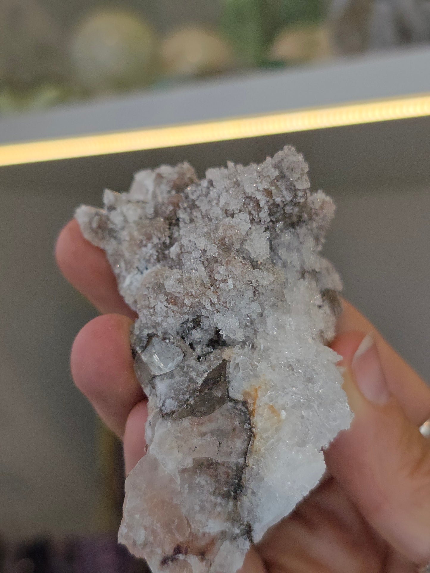 Dogtooth Calcite on Fluorite with Sparkly Selenite Coating Santa Eulalia, Chihuahua, Mexico - C