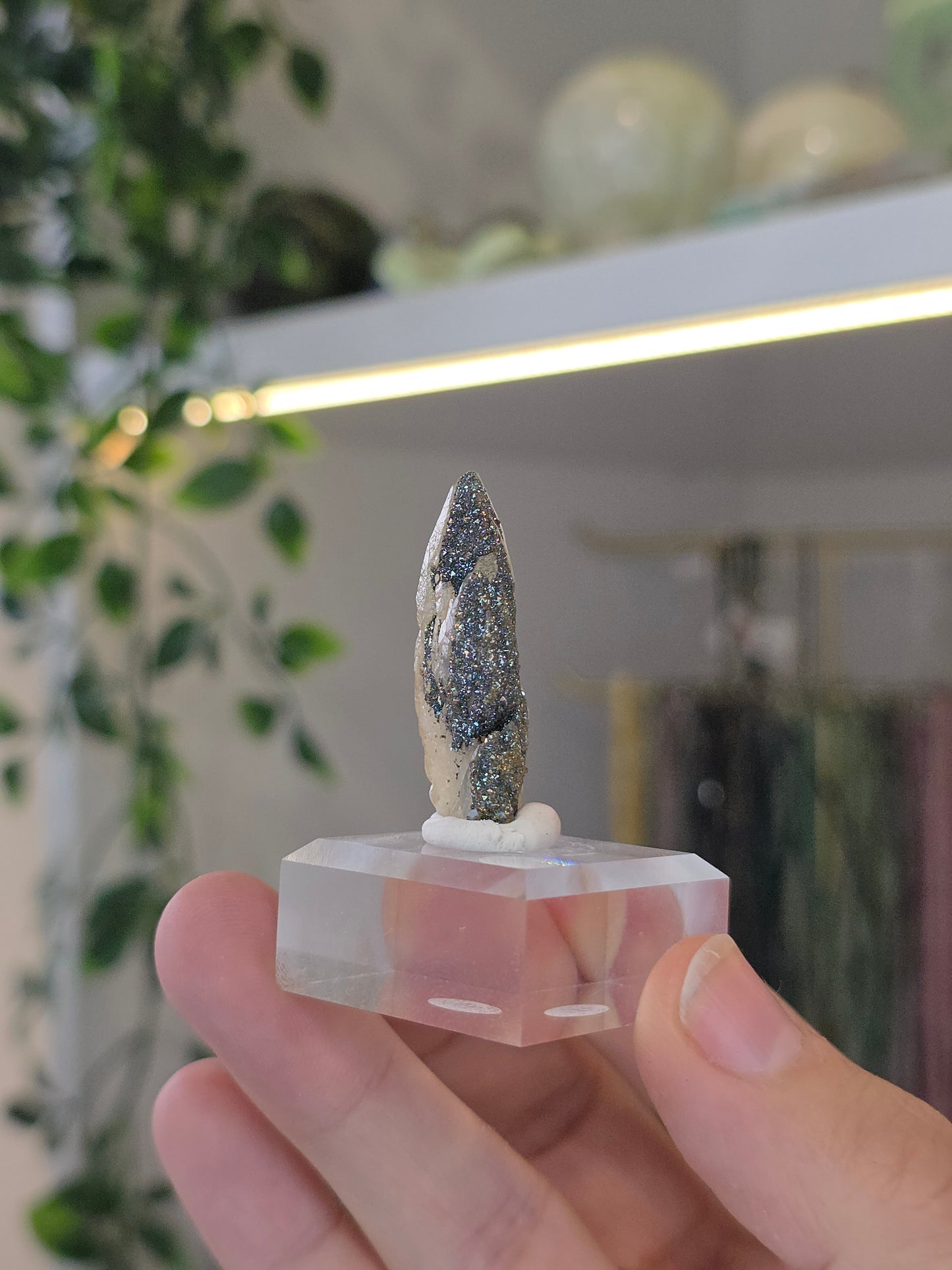 Rare Colourful Chalcopyrite on Feather Calcite from Daye, China - A