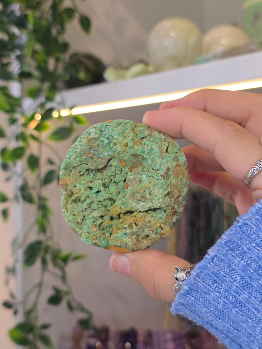 Smithsonite Half Raw Half Polished Sphere from Indonesia - N
