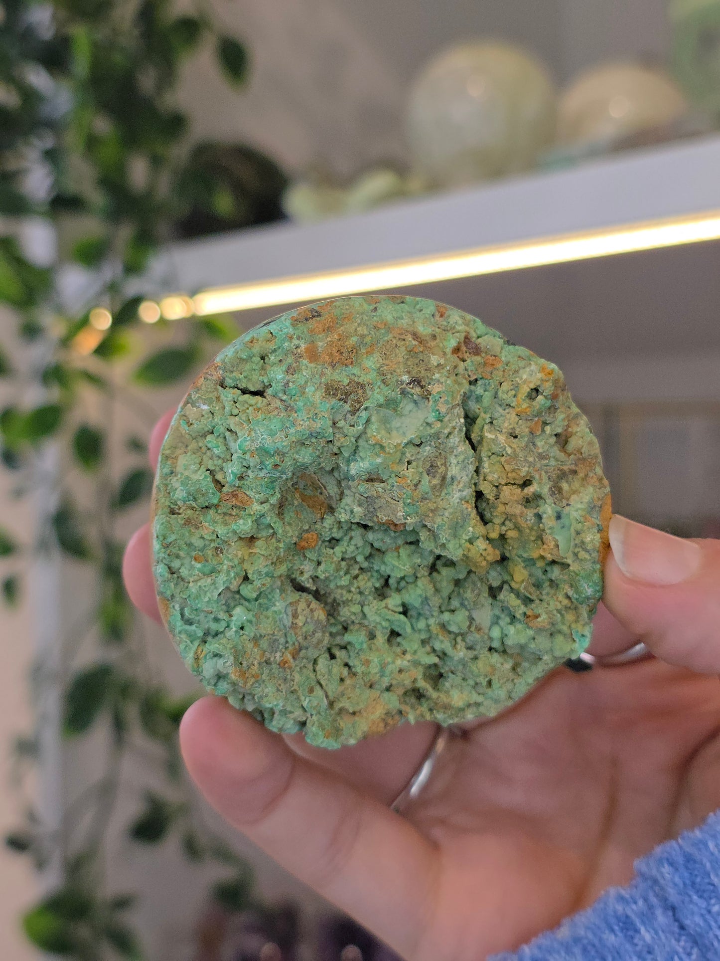 Smithsonite Half Raw Half Polished Sphere from Indonesia - N