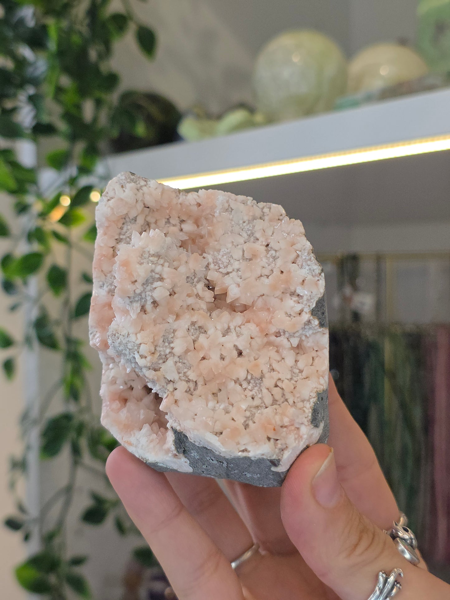 Pink Heulandite with Stilbite on Basalt Matrix from Mumbai, Maharashtra, India - M