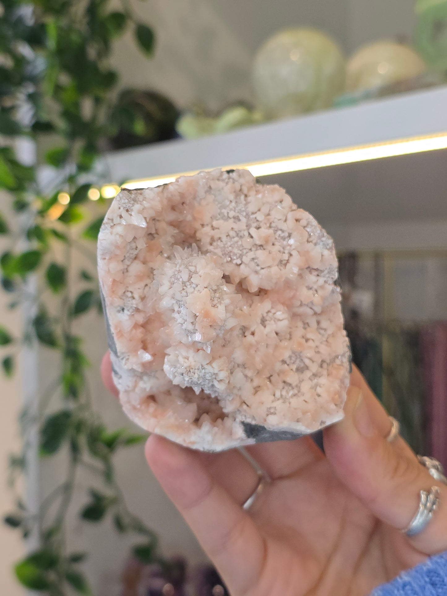Pink Heulandite with Stilbite on Basalt Matrix from Mumbai, Maharashtra, India - M