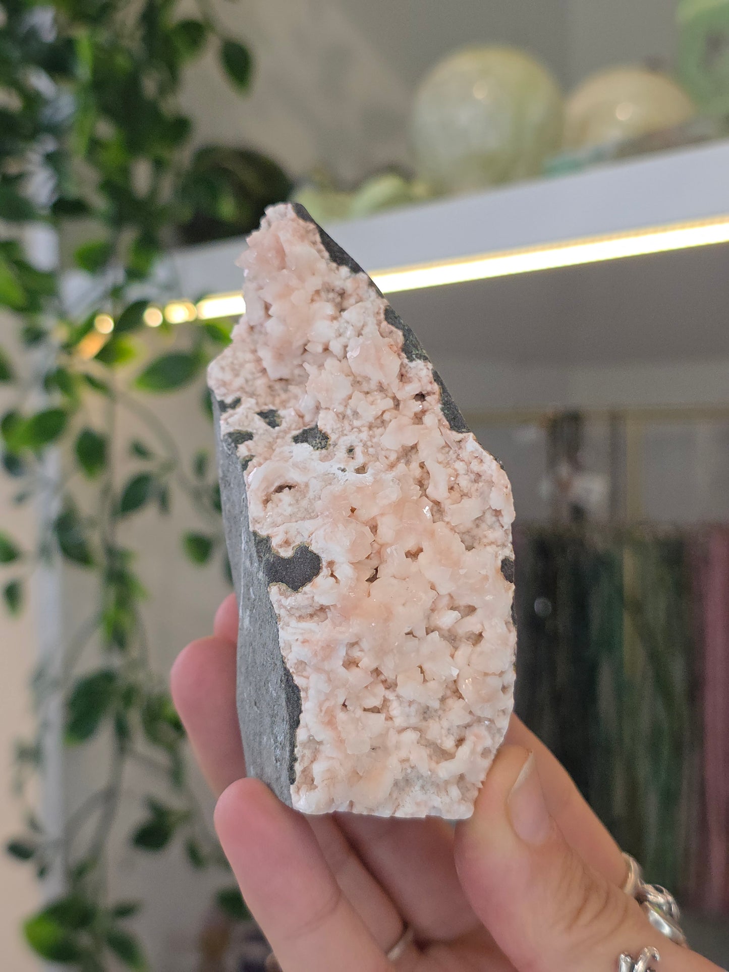Pink Heulandite with Stilbite on Basalt Matrix from Mumbai, Maharashtra, India - L